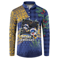 Barbados Christmas Button Sweatshirt Funny Flying Fish Road Trip Selfie