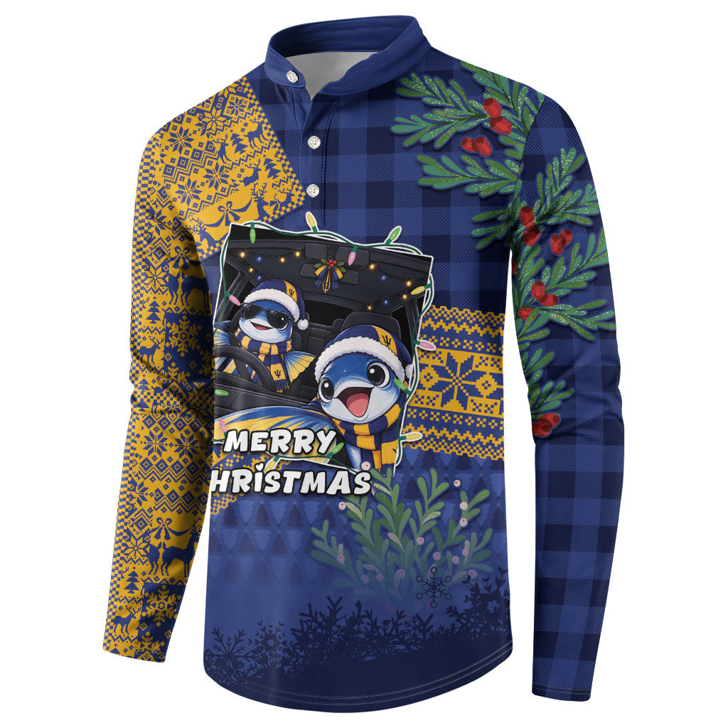 Barbados Christmas Button Sweatshirt Funny Flying Fish Road Trip Selfie