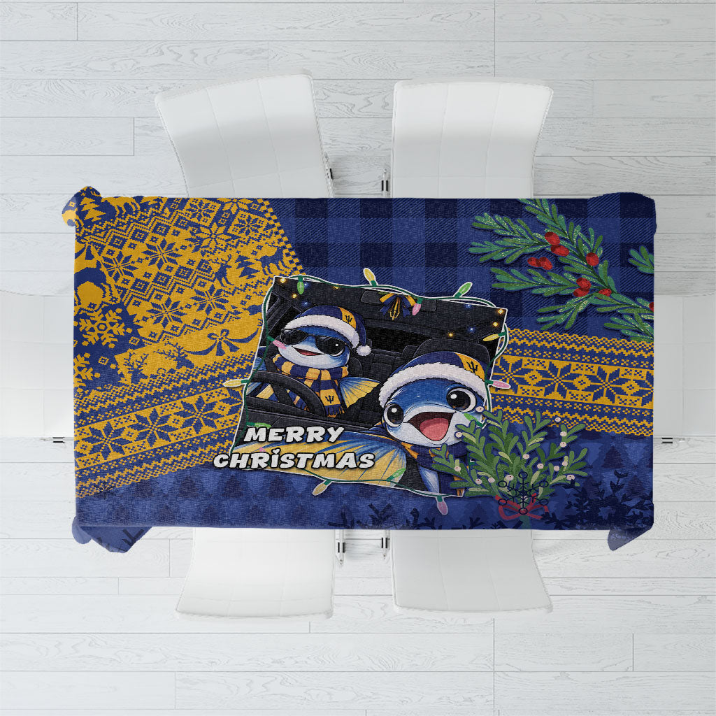 Barbados Christmas Tablecloth Funny Flying Fish Road Trip Selfie