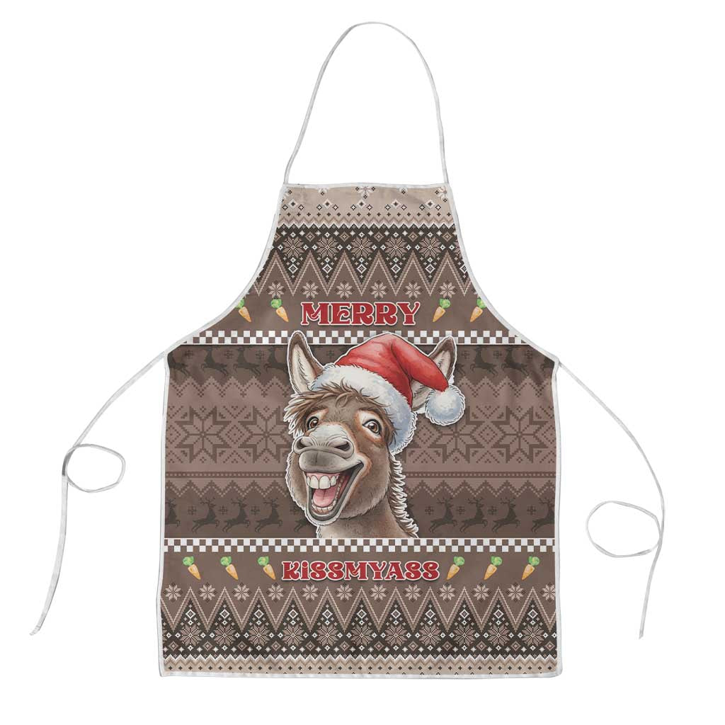 Donkey Christmas Apron Merry Kiss My Ass - Wonder Print Shop