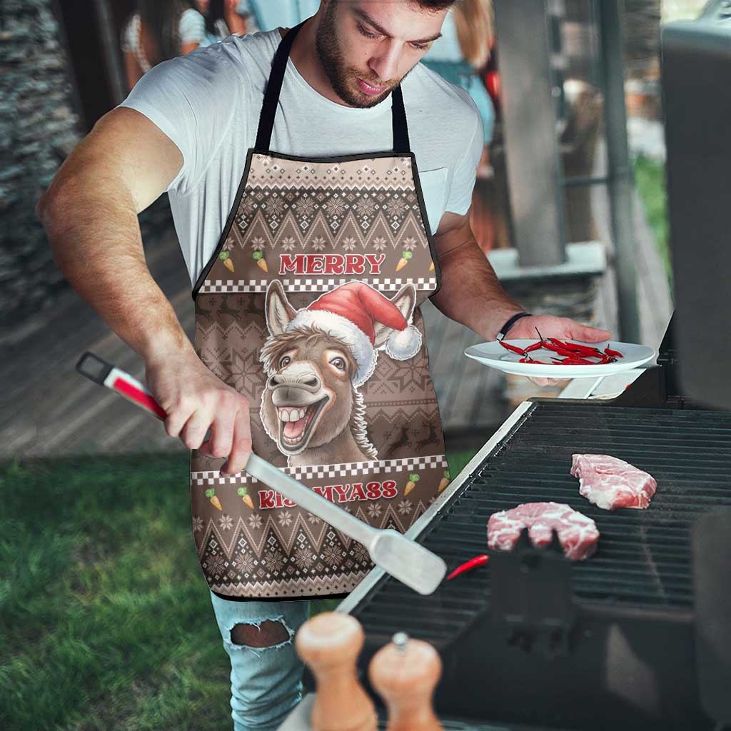 Donkey Christmas Apron Merry Kiss My Ass - Wonder Print Shop