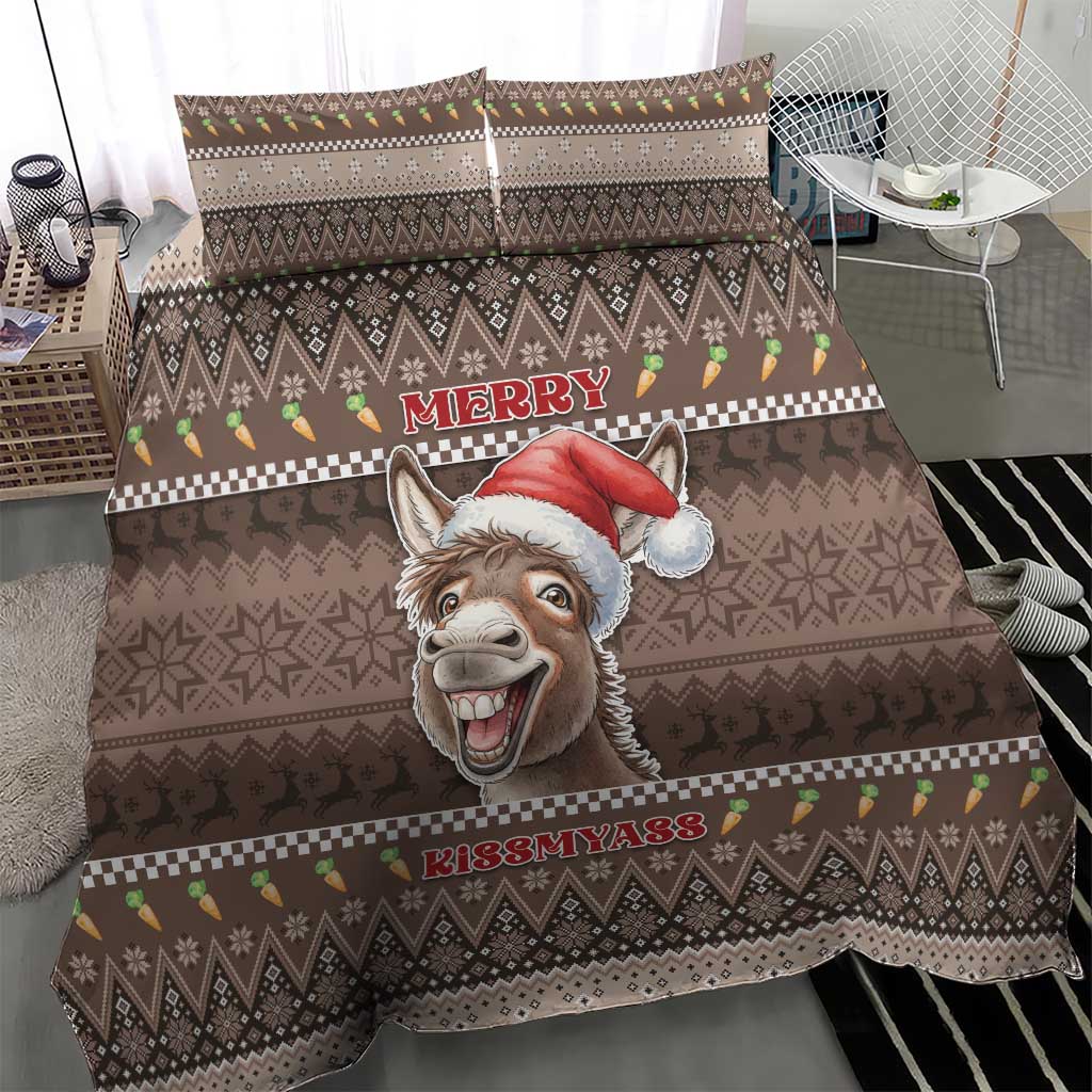 Donkey Christmas Bedding Set Merry Kiss My Ass - Wonder Print Shop