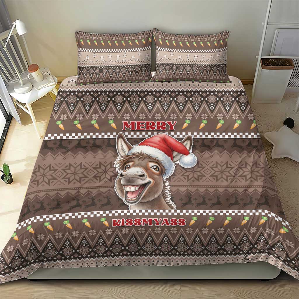 Donkey Christmas Bedding Set Merry Kiss My Ass - Wonder Print Shop