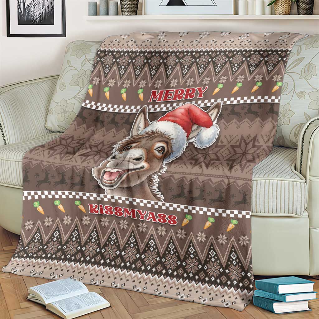 Donkey Christmas Blanket Merry Kiss My Ass - Wonder Print Shop