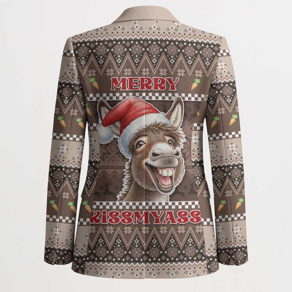 Donkey Christmas Blazer Merry Kiss My Ass - Wonder Print Shop