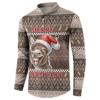 Donkey Christmas Button Sweatshirt Merry Kiss My Ass - Wonder Print Shop