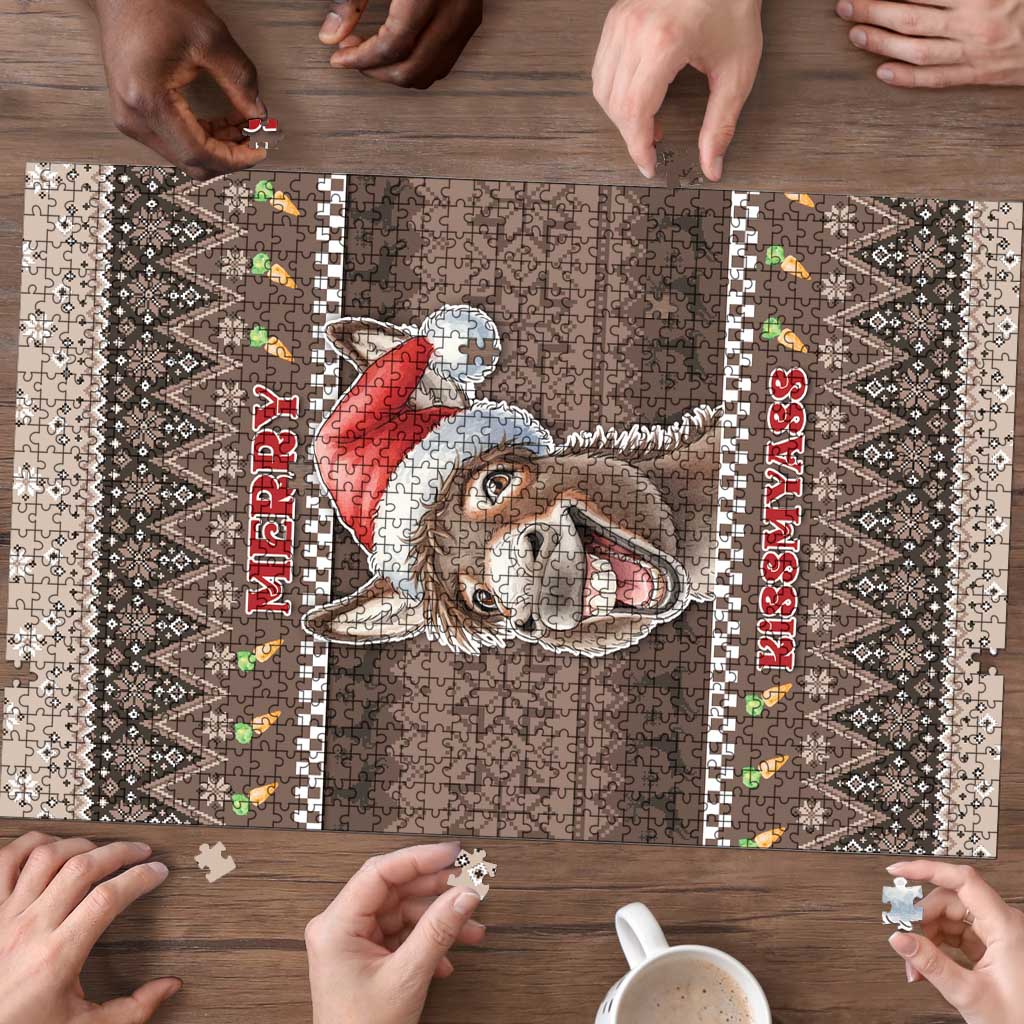 Donkey Christmas Puzzle Merry Kiss My Ass - Wonder Print Shop