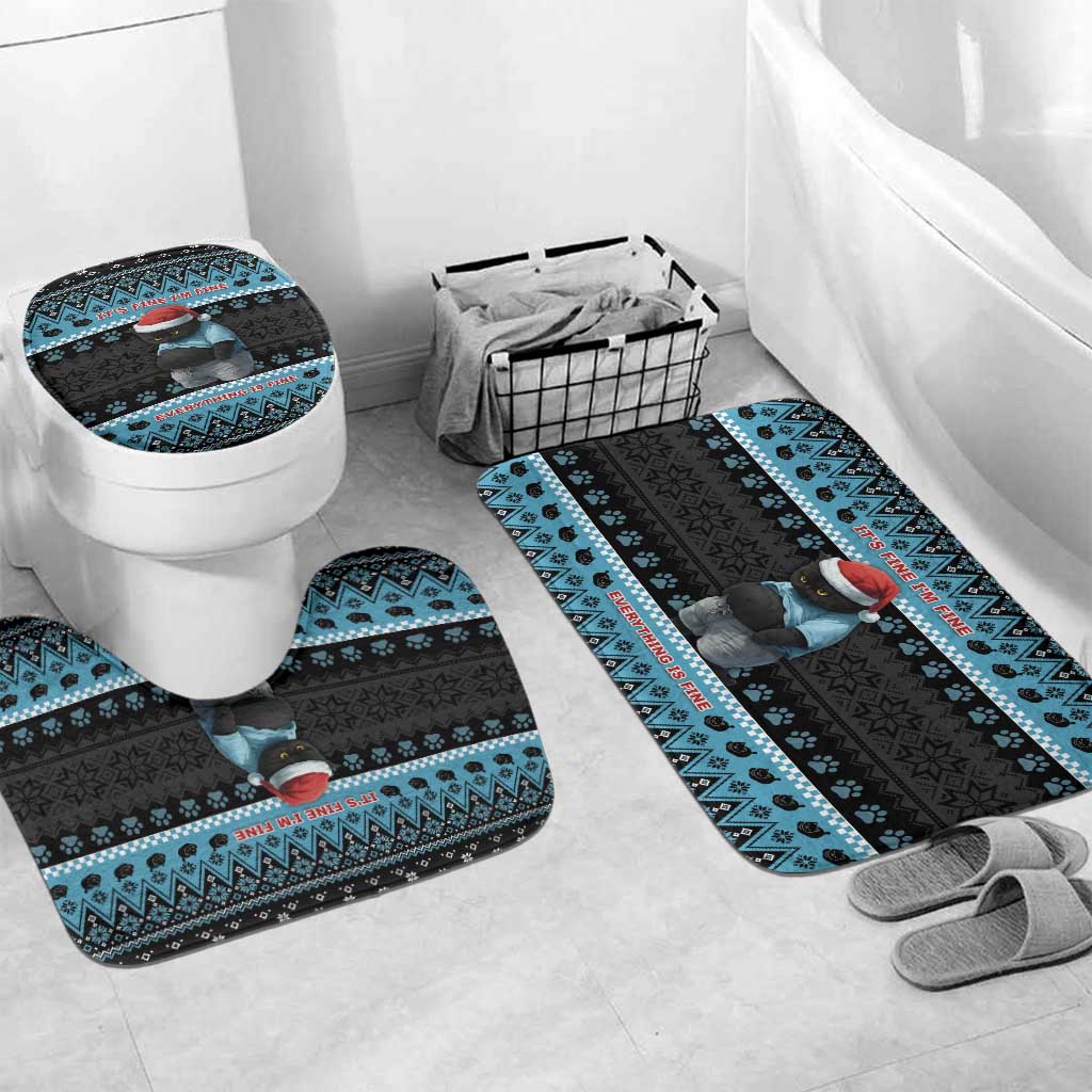 Cat Christmas Bathroom Set It’s Fine I’m Fine Everything Is Fine - Wonder Print Shop