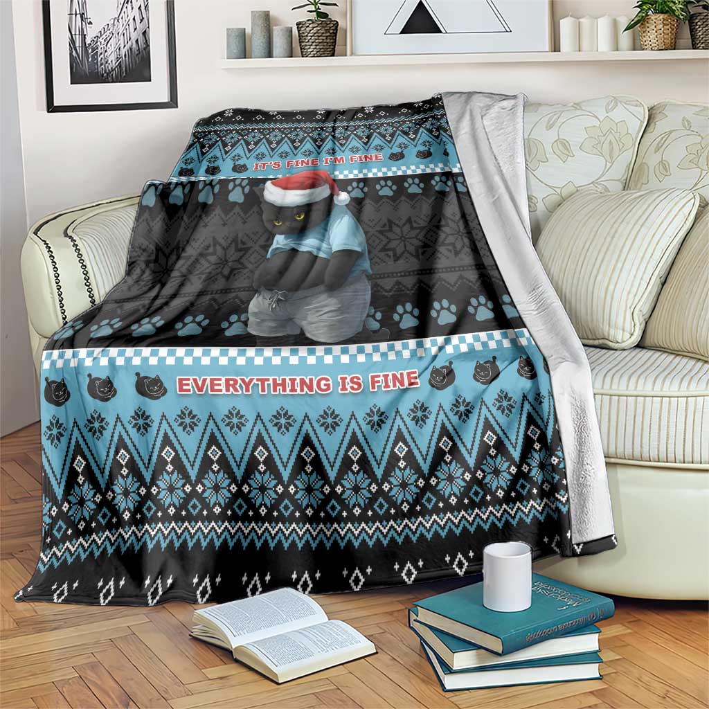 Cat Christmas Blanket It’s Fine I’m Fine Everything Is Fine - Wonder Print Shop
