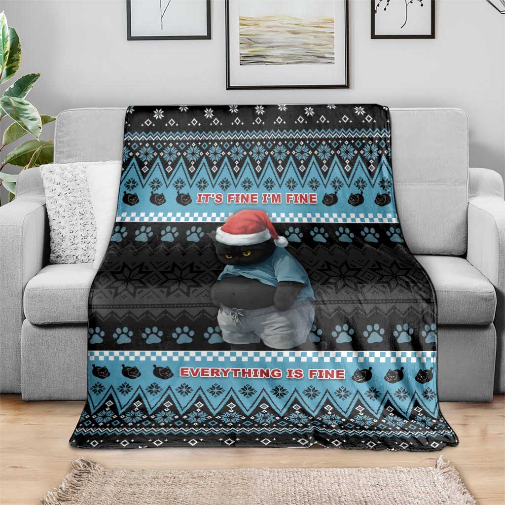 Cat Christmas Blanket It’s Fine I’m Fine Everything Is Fine - Wonder Print Shop