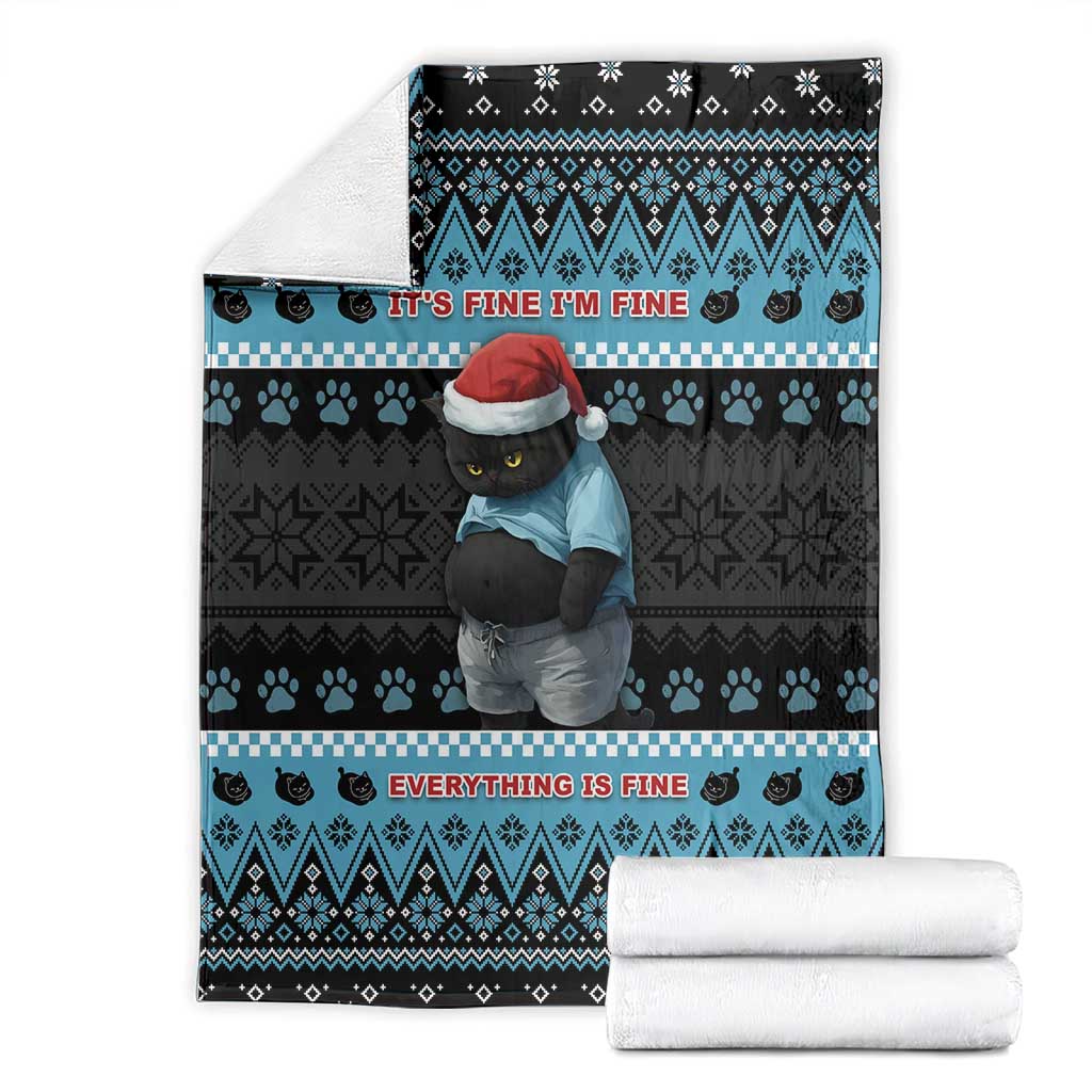 Cat Christmas Blanket It’s Fine I’m Fine Everything Is Fine - Wonder Print Shop