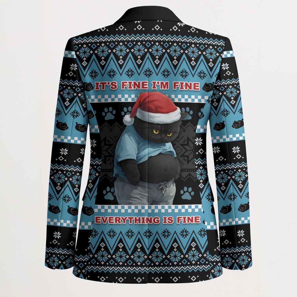 Cat Christmas Blazer It’s Fine I’m Fine Everything Is Fine - Wonder Print Shop