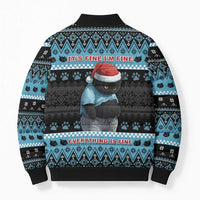 Cat Christmas Bomber Puffer Jacket It’s Fine I’m Fine Everything Is Fine - Wonder Print Shop
