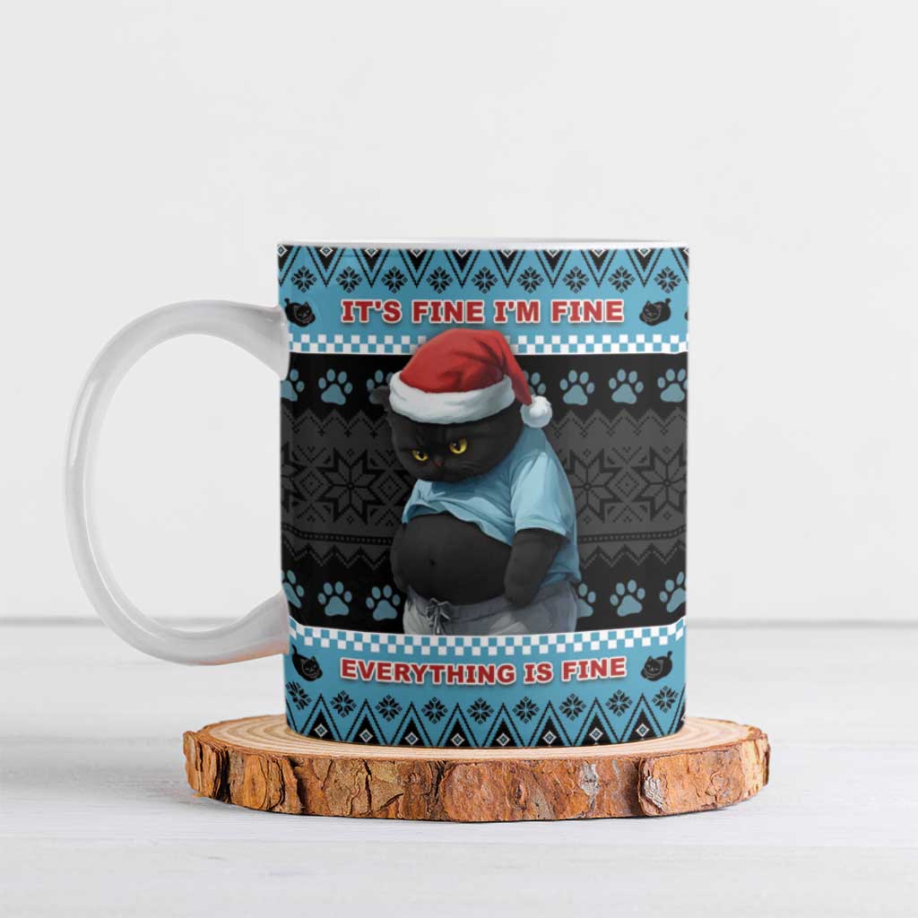 Cat Christmas Ceramic Mug It’s Fine I’m Fine Everything Is Fine - Wonder Print Shop