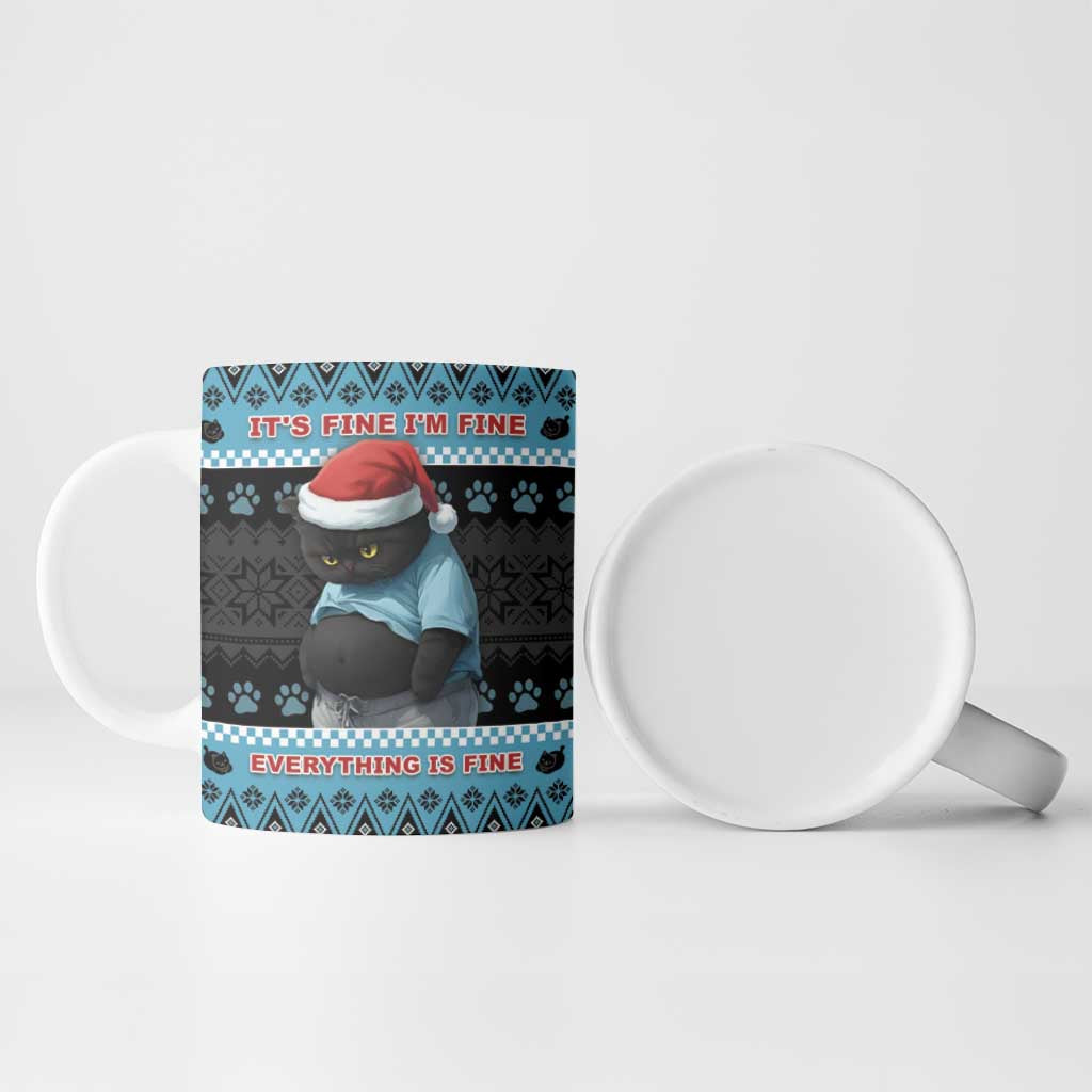Cat Christmas Ceramic Mug It’s Fine I’m Fine Everything Is Fine - Wonder Print Shop