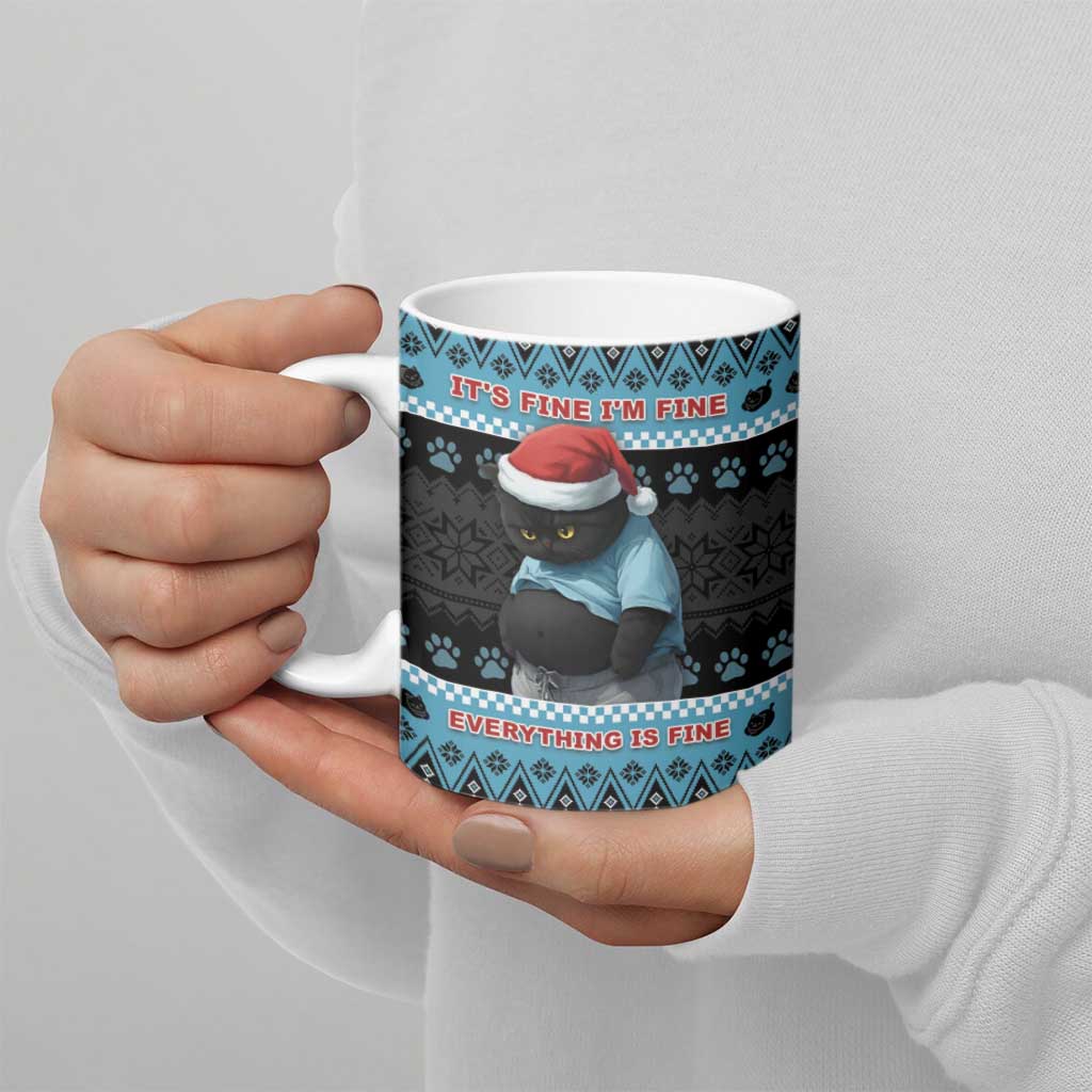 Cat Christmas Ceramic Mug It’s Fine I’m Fine Everything Is Fine - Wonder Print Shop