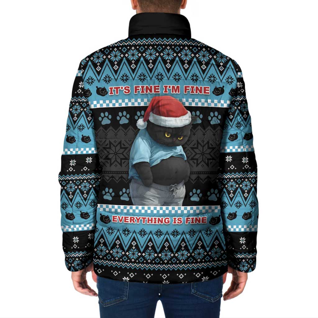 Cat Christmas Padded Jacket It’s Fine I’m Fine Everything Is Fine - Wonder Print Shop