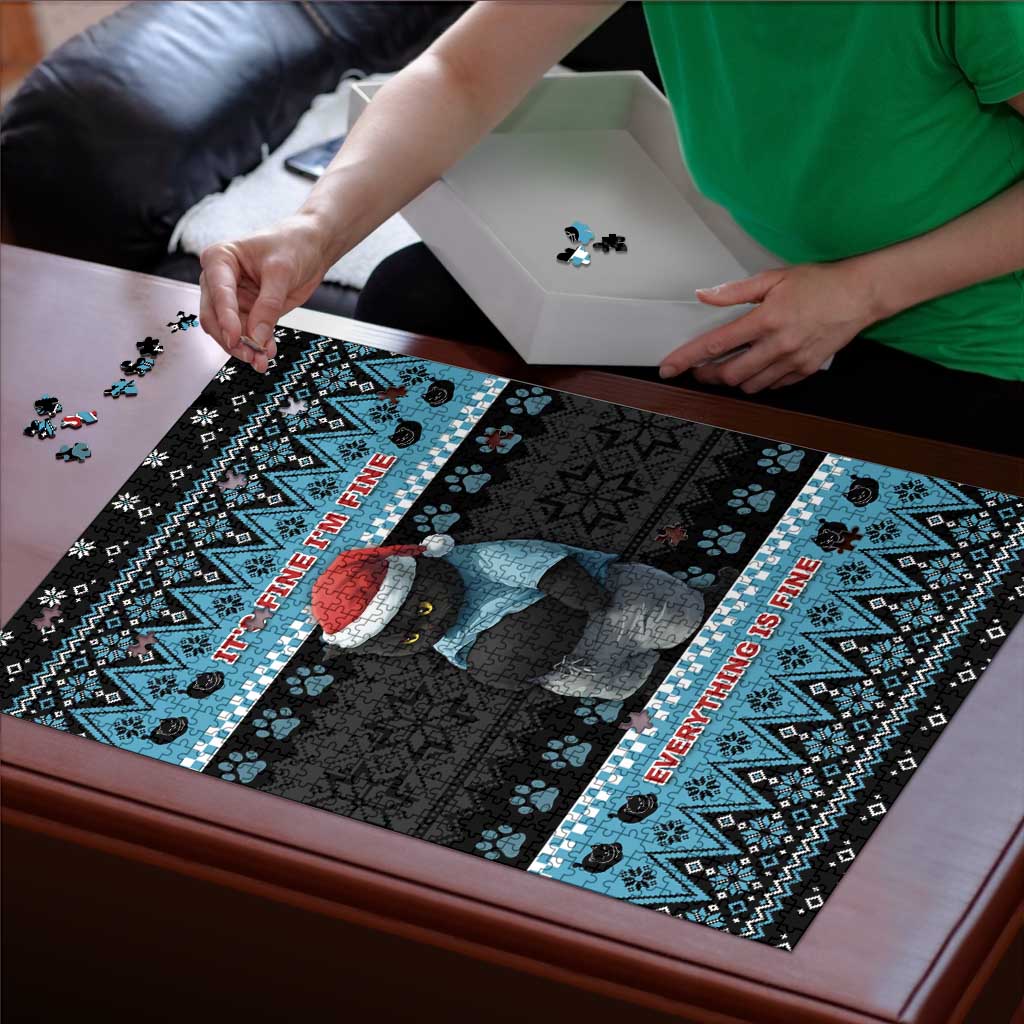 Cat Christmas Puzzle It’s Fine I’m Fine Everything Is Fine - Wonder Print Shop