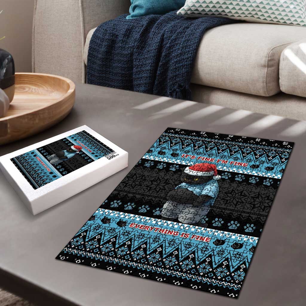 Cat Christmas Puzzle It’s Fine I’m Fine Everything Is Fine - Wonder Print Shop