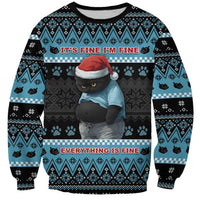 Cat Christmas Sweatshirt It’s Fine I’m Fine Everything Is Fine - Wonder Print Shop