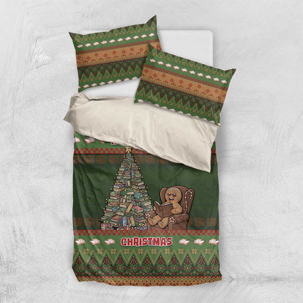 Book Lovers Christmas Bedding Set Gingerbread With Xmas Book Tree - Wonder Print Shop