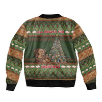 Book Lovers Christmas Bomber Jacket Gingerbread With Xmas Book Tree - Wonder Print Shop