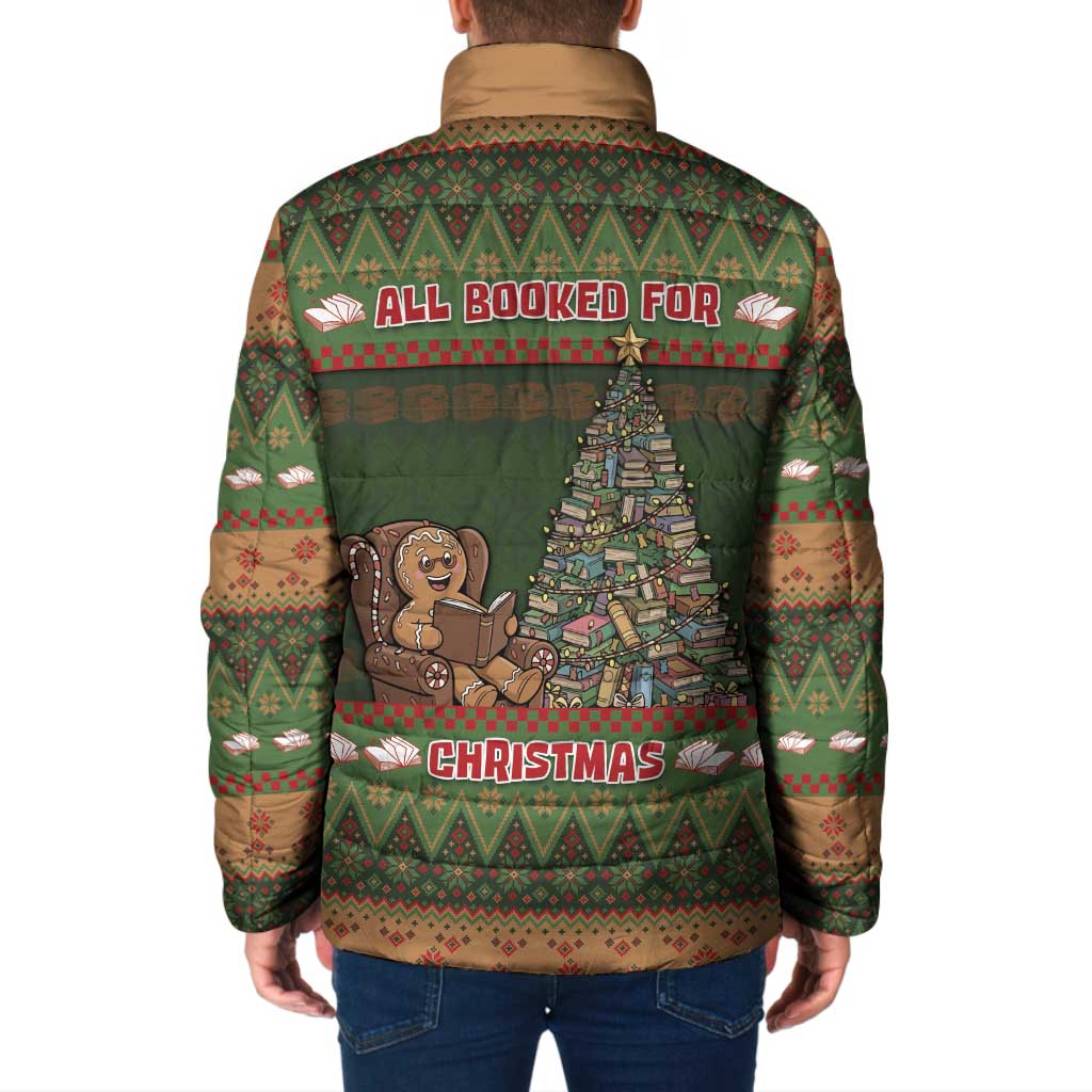 Book Lovers Christmas Padded Jacket Gingerbread With Xmas Book Tree - Wonder Print Shop