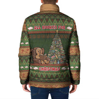 Book Lovers Christmas Padded Jacket Gingerbread With Xmas Book Tree - Wonder Print Shop