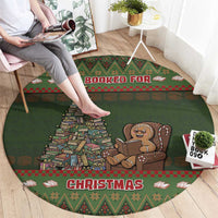 Book Lovers Christmas Round Carpet Gingerbread With Xmas Book Tree - Wonder Print Shop