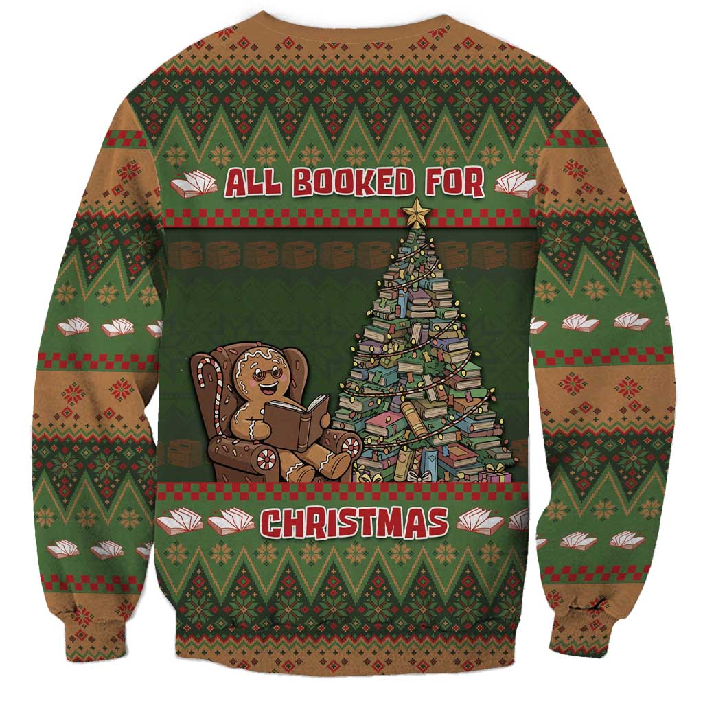 Book Lovers Christmas Sweatshirt Gingerbread With Xmas Book Tree - Wonder Print Shop
