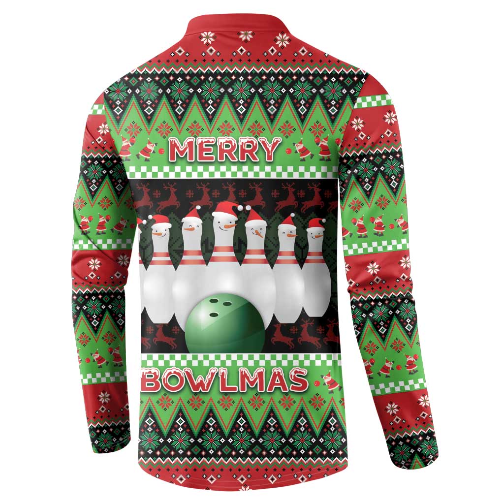 Bowling Christmas Button Sweatshirt Merry Bowlmas - Wonder Print Shop