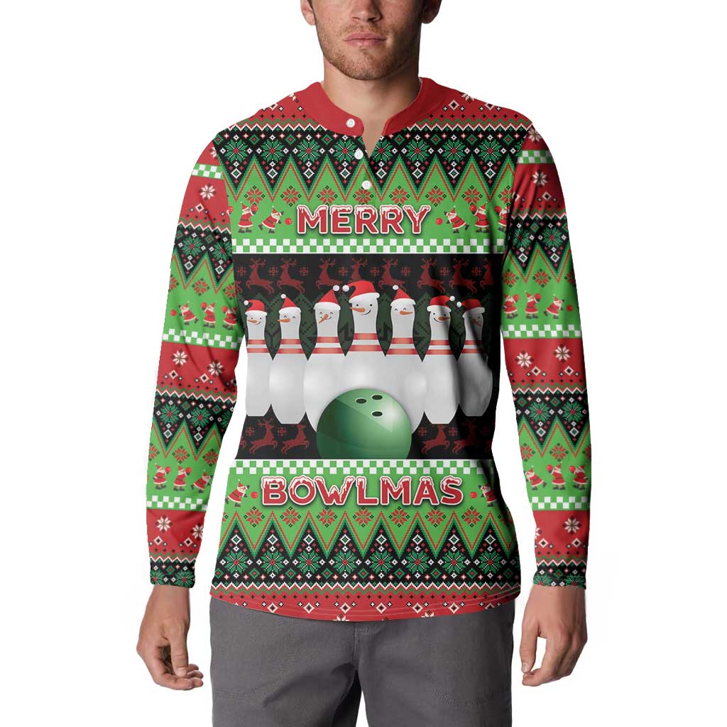Bowling Christmas Button Sweatshirt Merry Bowlmas - Wonder Print Shop