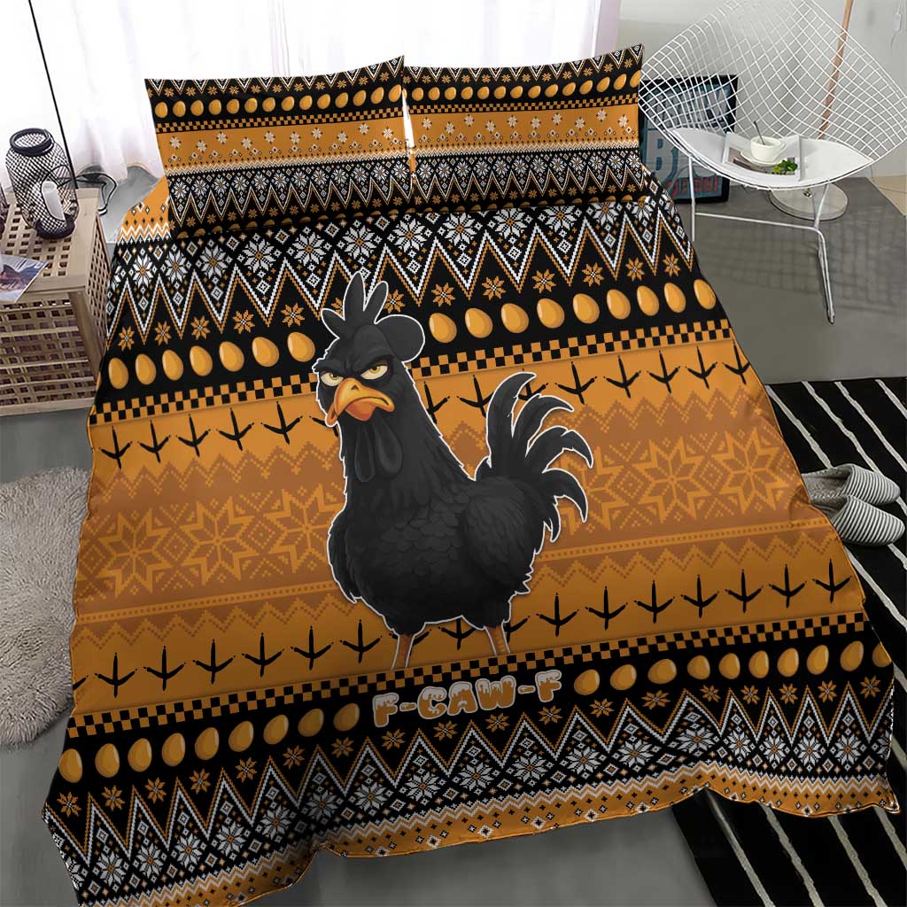 Chicken Christmas Bedding Set F Caw F - Wonder Print Shop