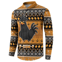 Chicken Christmas Button Sweatshirt F Caw F - Wonder Print Shop