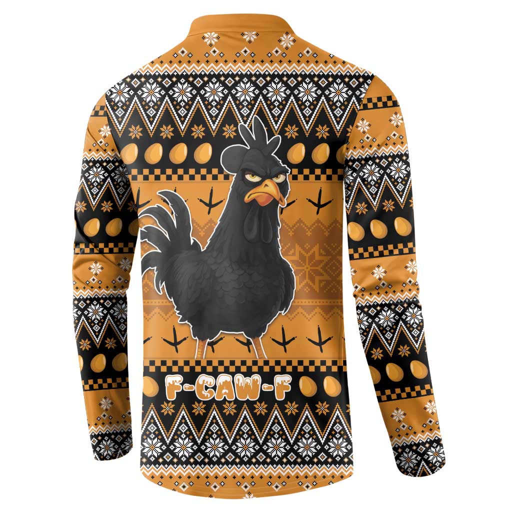 Chicken Christmas Button Sweatshirt F Caw F - Wonder Print Shop