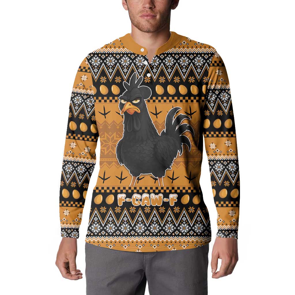Chicken Christmas Button Sweatshirt F Caw F - Wonder Print Shop