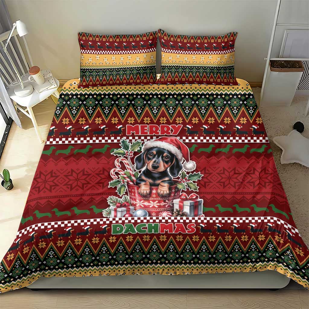 Dachshund Christmas Bedding Set Merry Dachmas - Wonder Print Shop