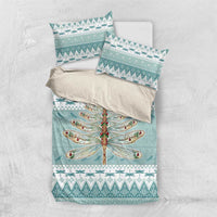 Dragonfly Christmas Bedding Set Frosty Minty Xmas Tree - Wonder Print Shop