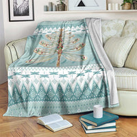 Dragonfly Christmas Blanket Frosty Minty Xmas Tree - Wonder Print Shop