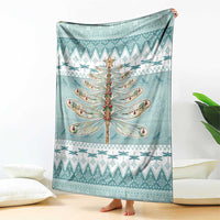 Dragonfly Christmas Blanket Frosty Minty Xmas Tree - Wonder Print Shop