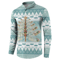 Dragonfly Christmas Button Sweatshirt Frosty Minty Xmas Tree - Wonder Print Shop