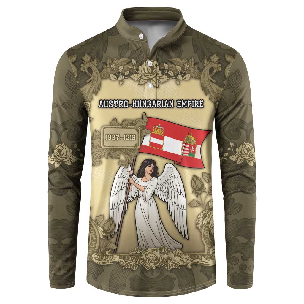 Personalized Austria-Hungary Button Sweatshirt Angel Holding A Flag Vintage Style - Wonder Print Shop