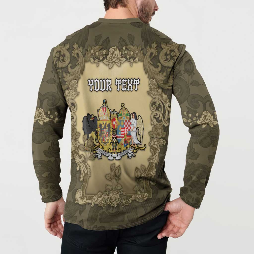Personalized Austria-Hungary Button Sweatshirt Angel Holding A Flag Vintage Style - Wonder Print Shop