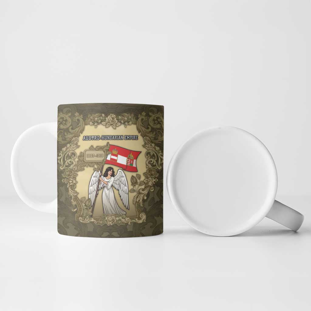 Personalized Austria-Hungary Ceramic Mug Angel Holding A Flag Vintage Style - Wonder Print Shop