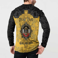 Personalized German Empire Button Sweatshirt Imperial Black Eagle With Baroque Patterns - Wonder Print Shop
