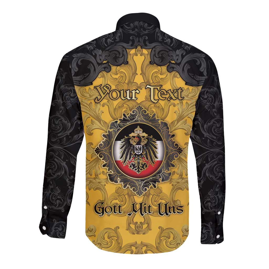 Personalized German Empire Long Sleeve Button Shirt Imperial Black Eagle With Baroque Patterns - Wonder Print Shop