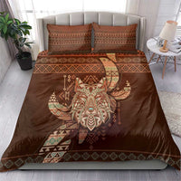 Wolf Native American Bedding Set Tribal Geometric Earth Tone