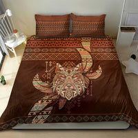 Wolf Native American Bedding Set Tribal Geometric Earth Tone