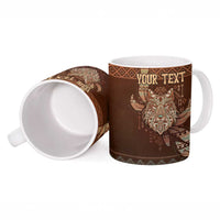 Personalized Wolf Native American Ceramic Mug Tribal Geometric Earth Tone