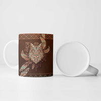 Personalized Wolf Native American Ceramic Mug Tribal Geometric Earth Tone